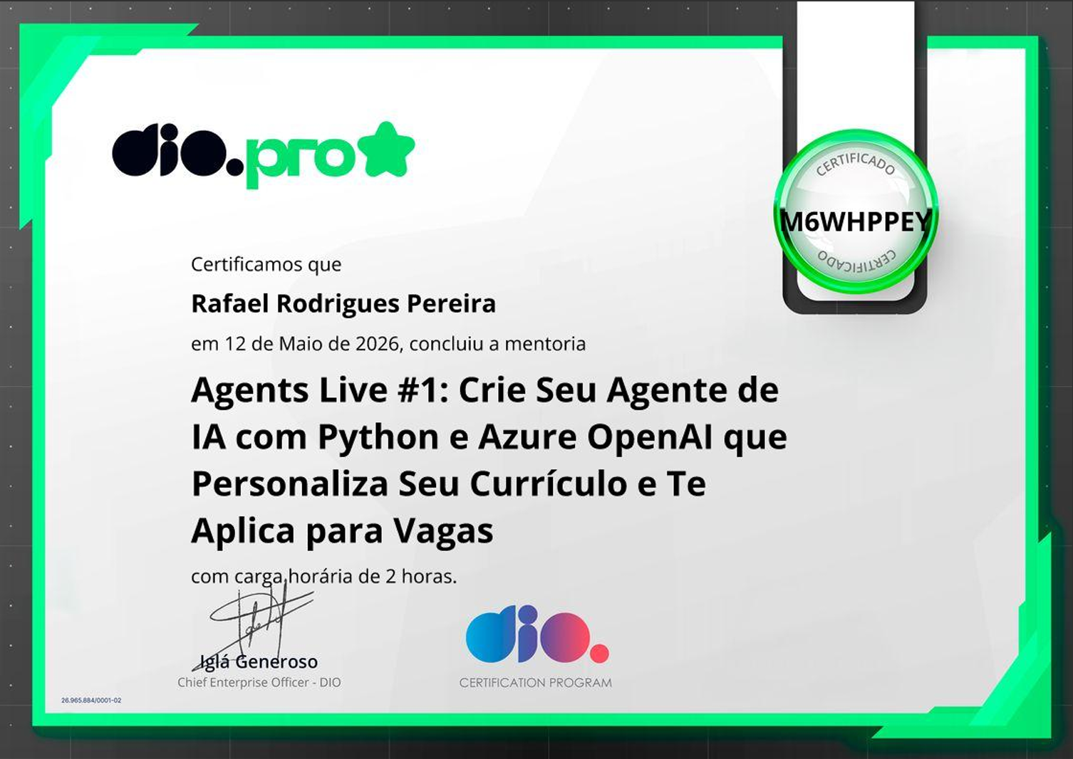 Certificado DIO Avançado